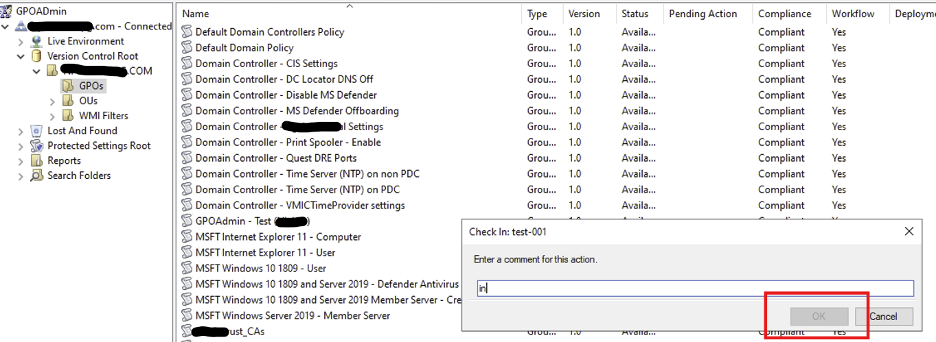Greyed out OK button in the comment window